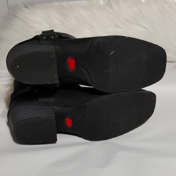 Justin Boots Black Leather Moto Boots Worn Once Sz.10B (XX-53) - Picture 11 of 12